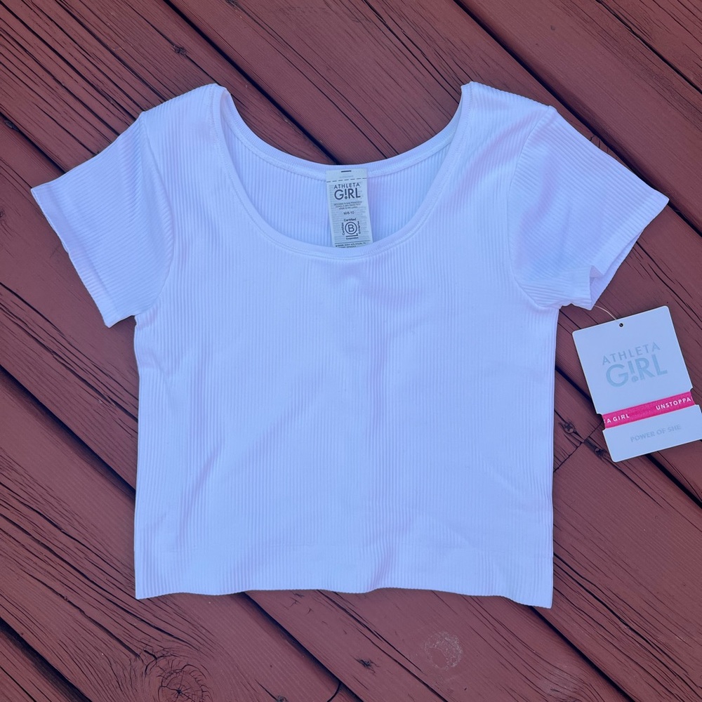 COPY - Athleta girl rise above rib crop tee